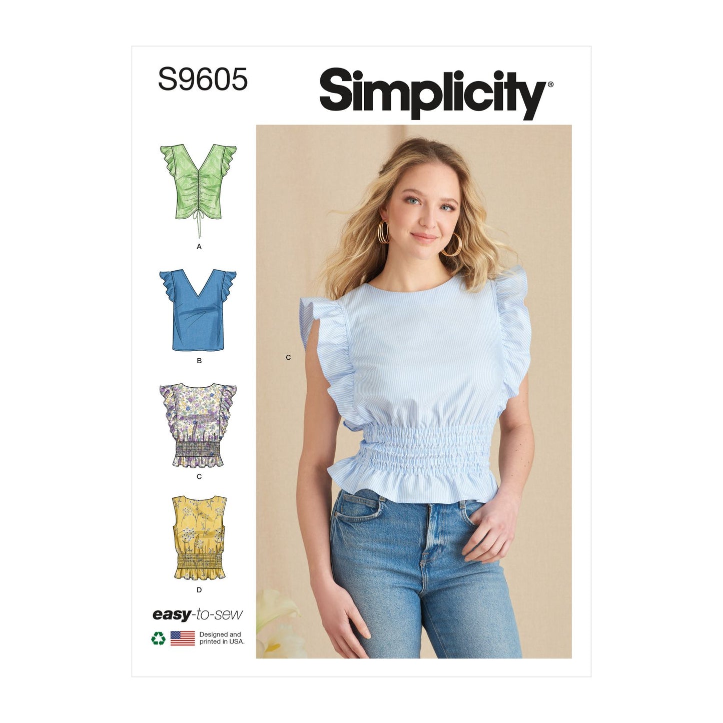 Symønster Simplicity 9605 - Top - Dame | Billede 8