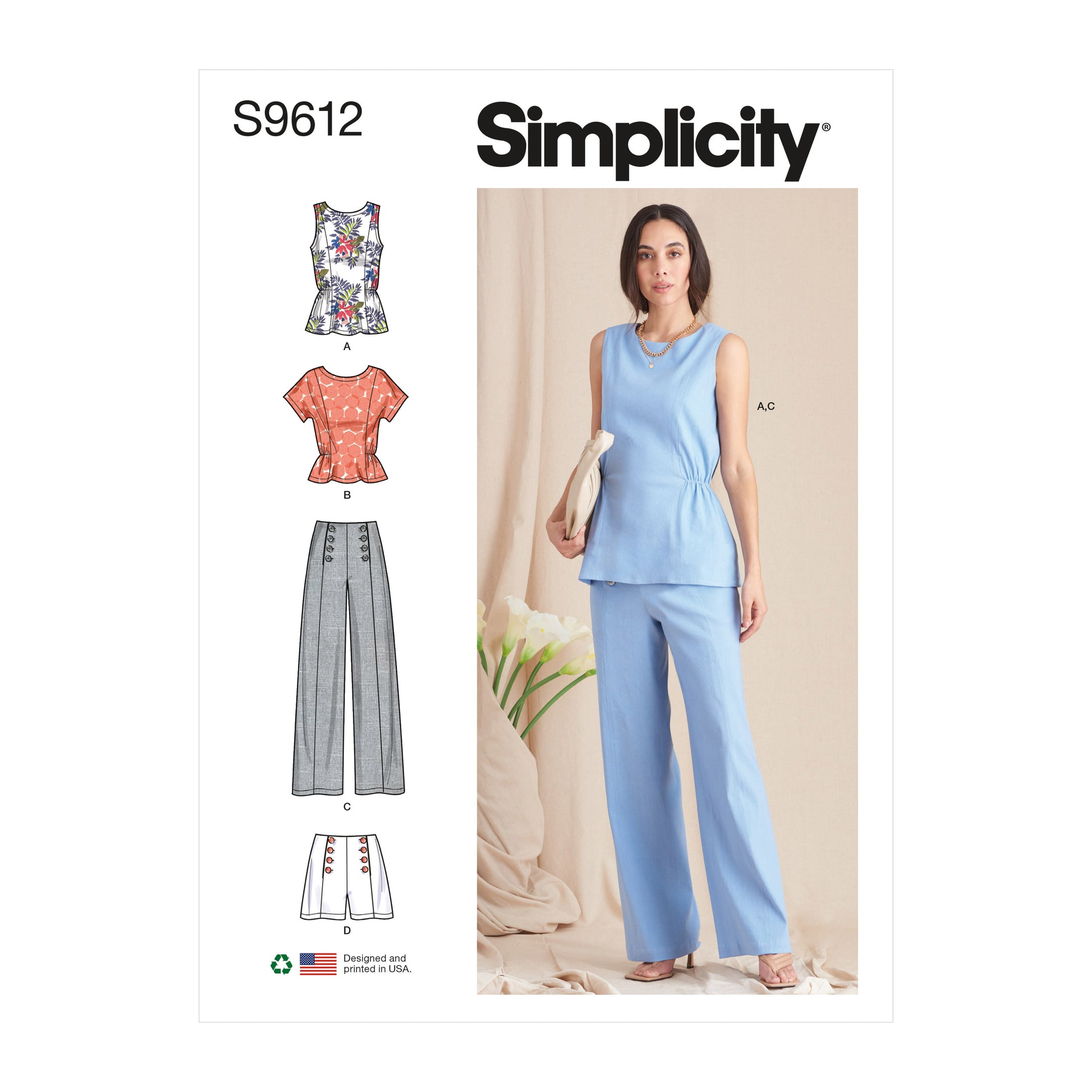 Symønster Simplicity 9612 - Top Bukser Shorts - Dame | Billede 7