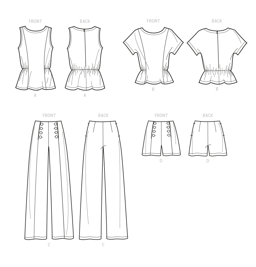 Symønster Simplicity 9612 - Top Bukser Shorts - Dame | Billede 9