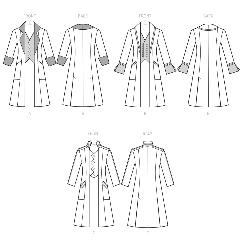 Symønster Simplicity 9630 - Frakke Kostume Veste - Sjal - Karneval | Billede 8