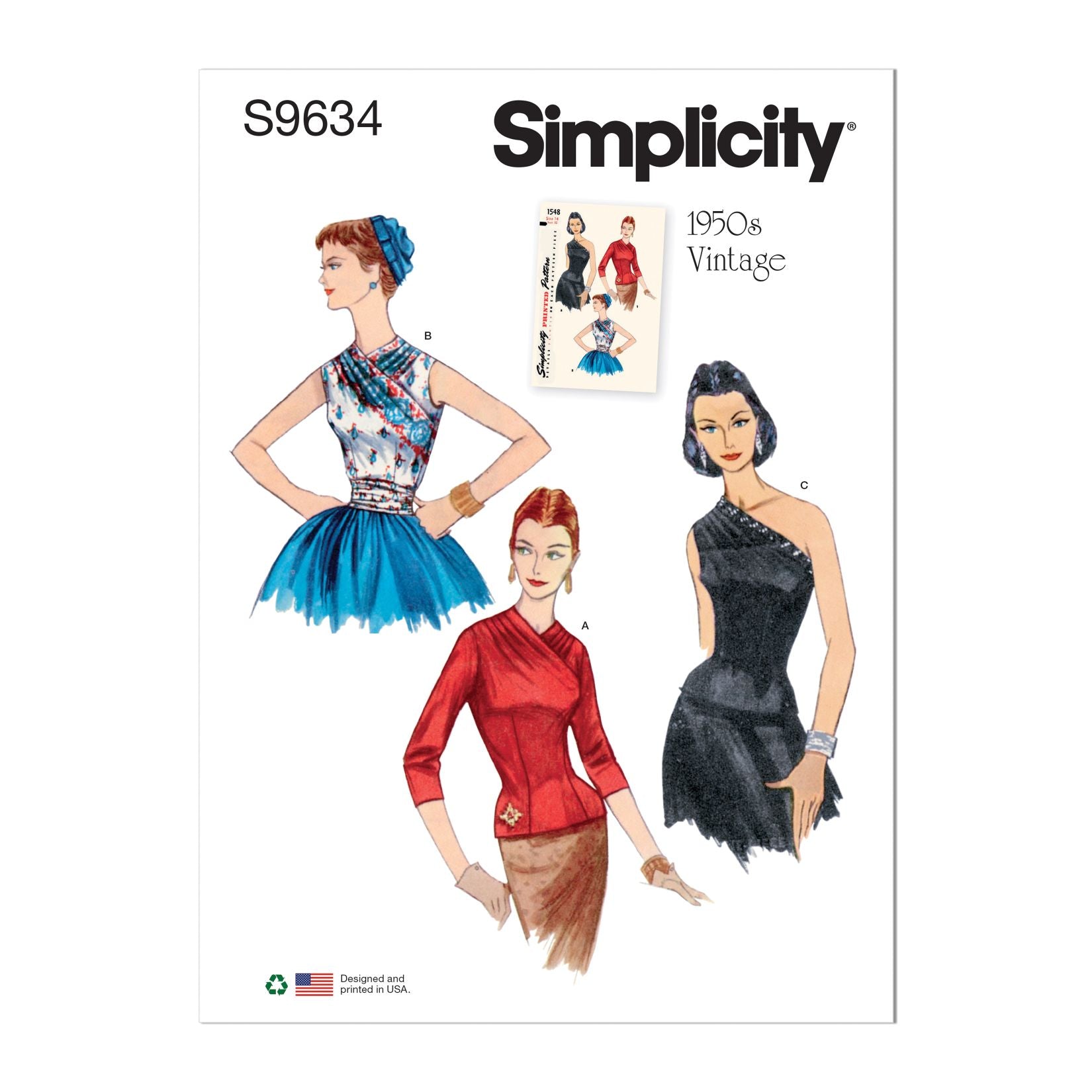 Symønster Simplicity 9634 - Bluse Vintage - Dame | Billede 4