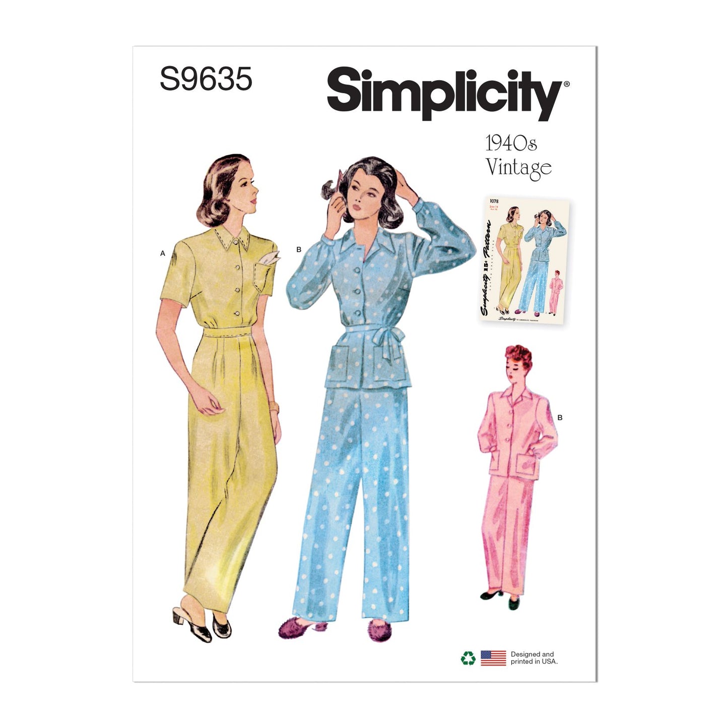 Symønster Simplicity 9635 - Top Bukser Vintage - Dame | Billede 4