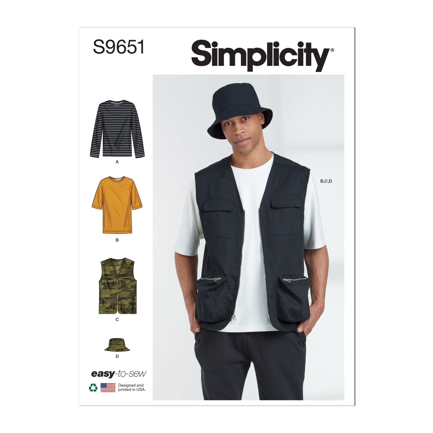Symønster Simplicity 9651 - Top Veste - Hat | Billede 7