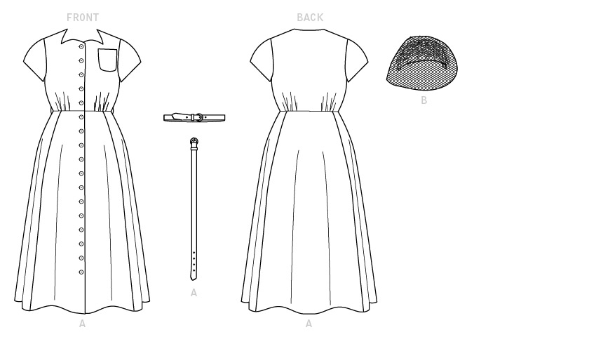 Symønster Butterick 6672 - Kjole Kostume - Dame - Hat - Bryllup Karneval | Billede 4