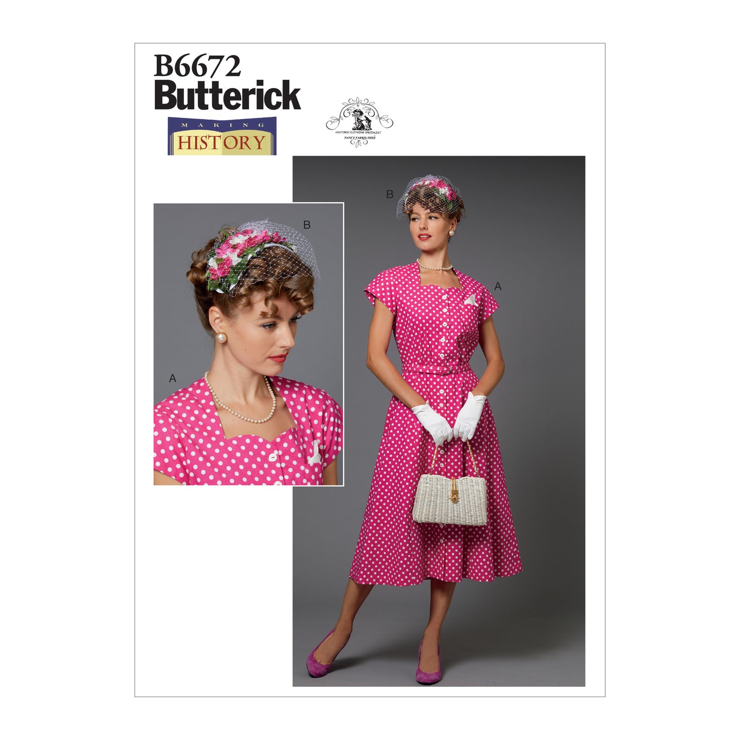 Symønster Butterick 6672 - Kjole Kostume - Dame - Hat - Bryllup Karneval | Billede 3