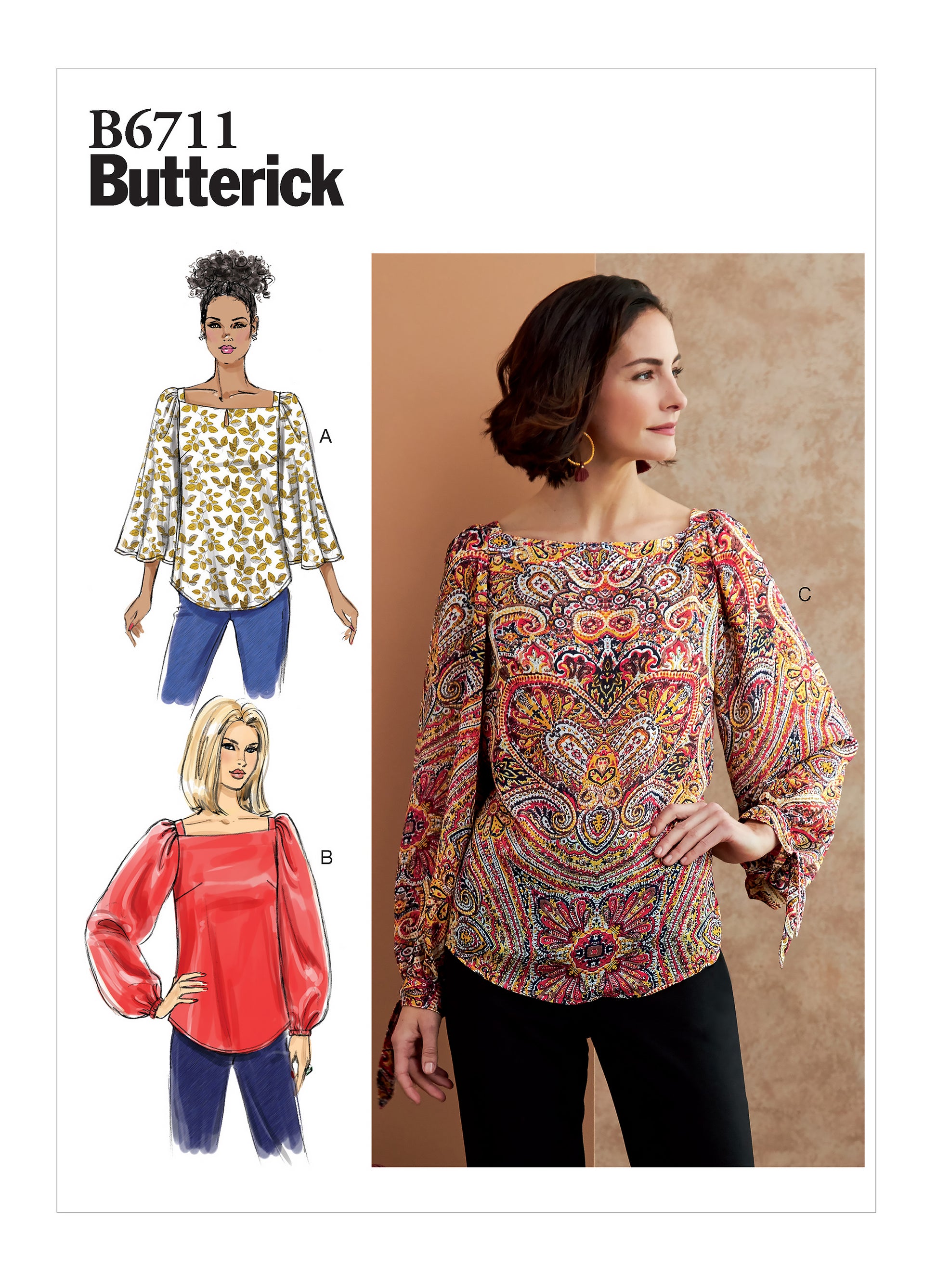 Symønster Butterick 6711 - Top Bluse - Dame | Billede 4