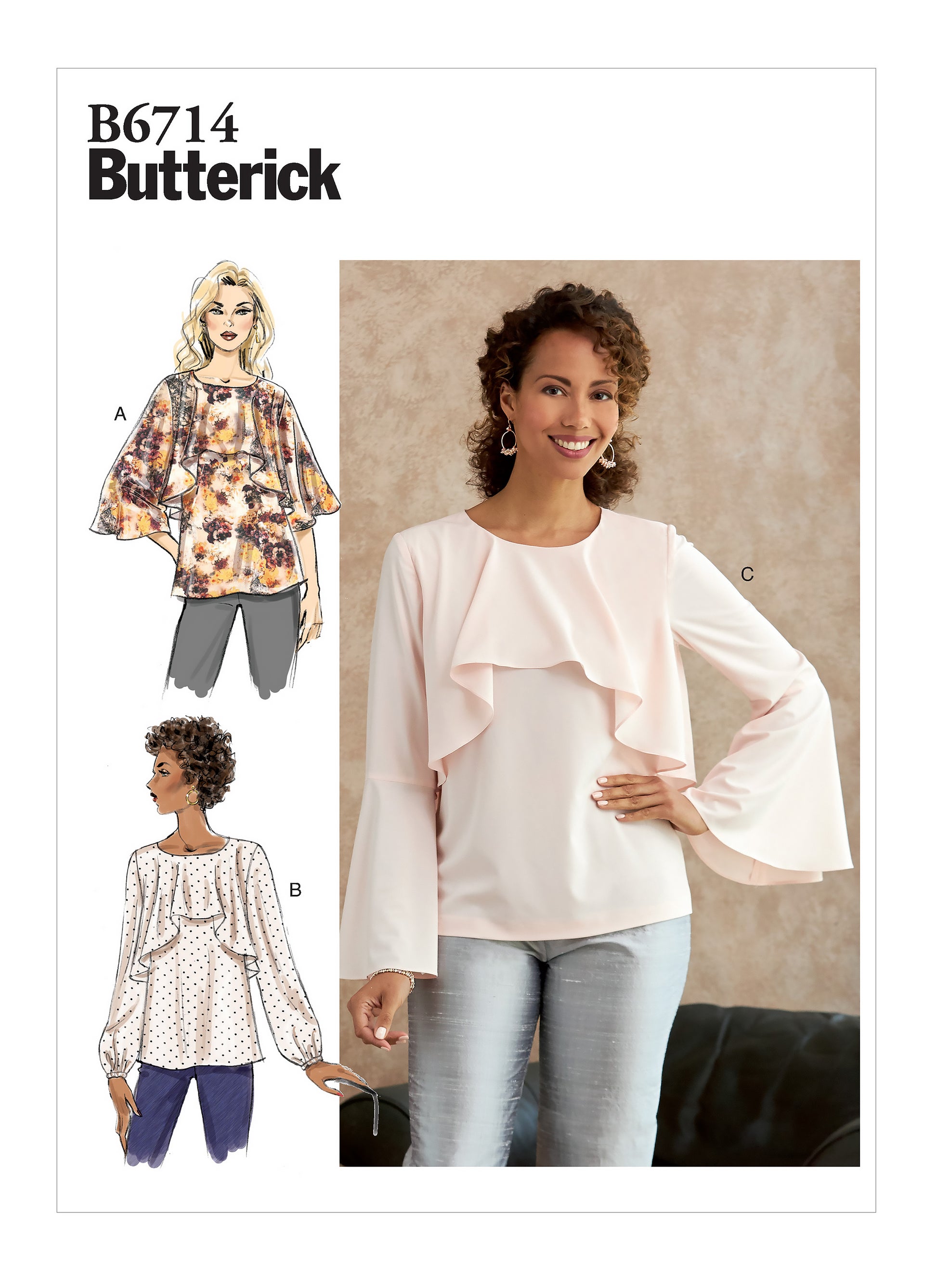 Symønster Butterick 6714 - Top Bluse - Dame | Billede 5