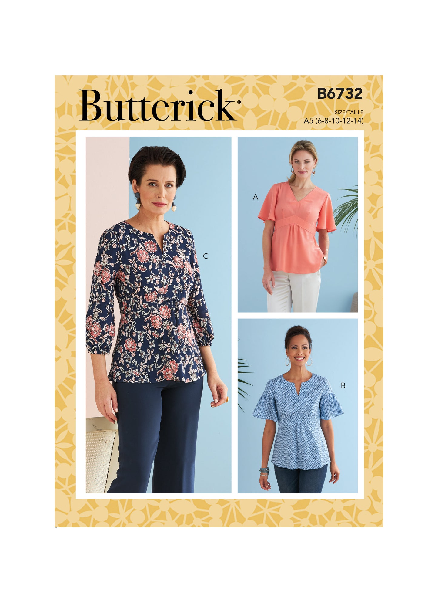 Symønster Butterick 6732 - Top Bluse - Dame | Billede 3
