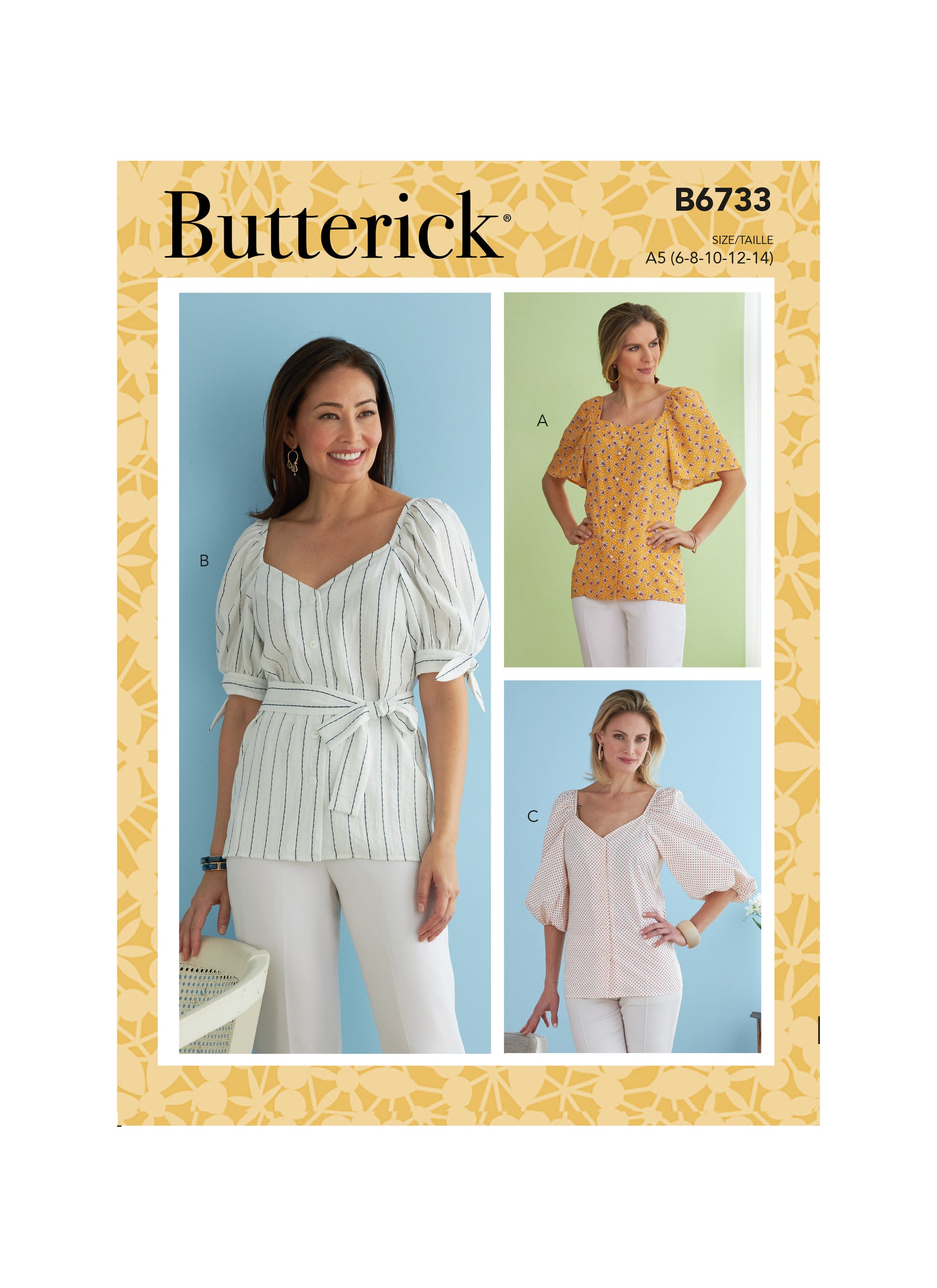 Symønster Butterick 6733 - Top Bluse - Dame | Billede 3