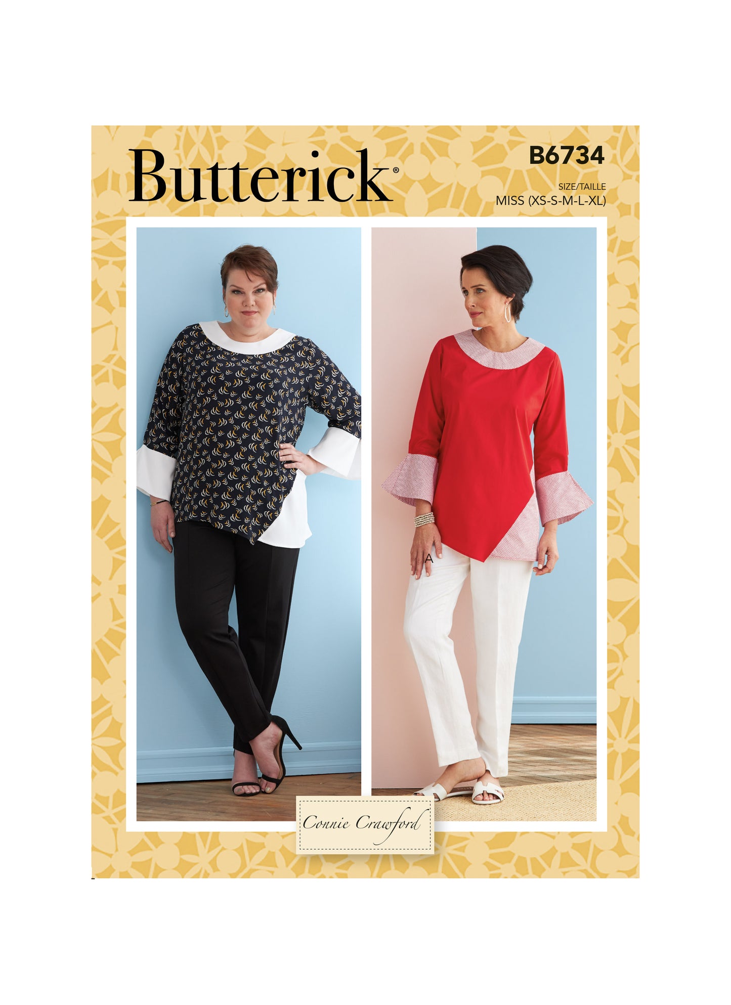 Symønster Butterick 6734 - Top Trøje - Dame | Billede 3