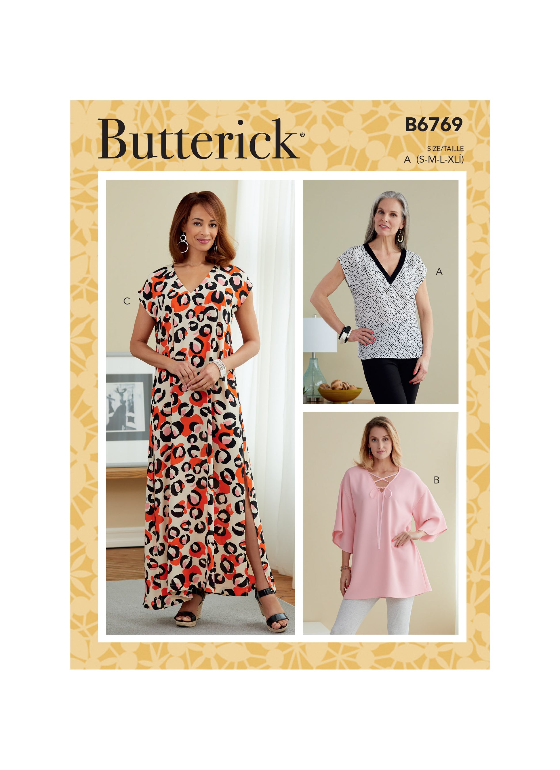 Symønster Butterick 6769 - Top Tunika Kjole - Dame | Billede 3