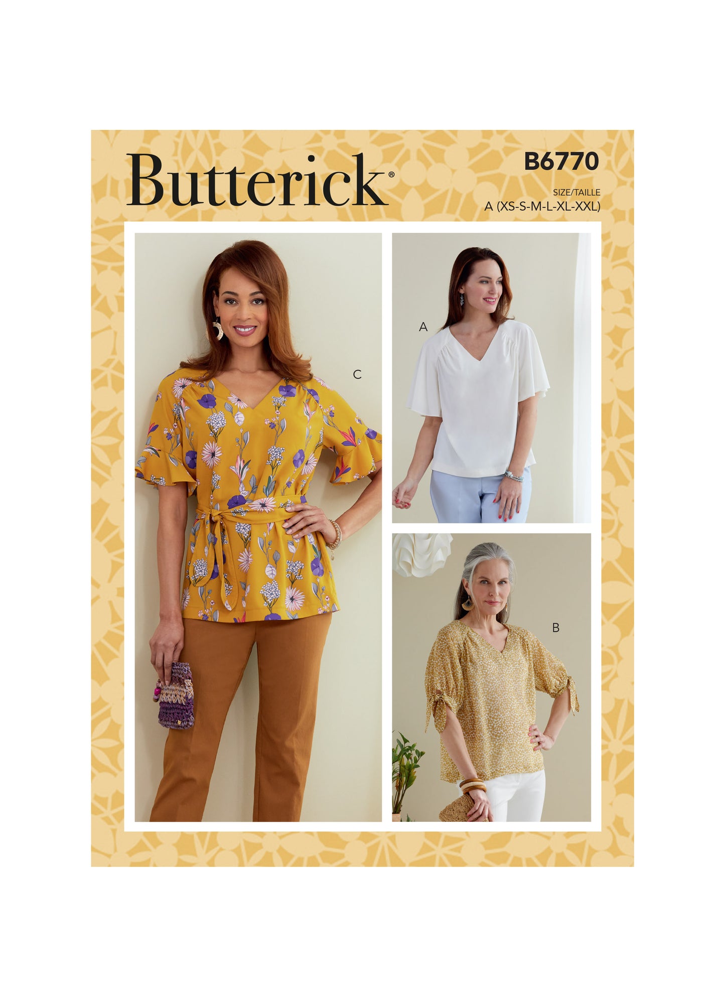 Symønster Butterick 6770 - Top - Dame | Billede 3