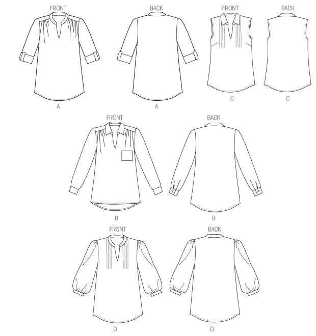 Symønster Butterick 6801 - Top Skjorte Trøje - Dame | Billede 5