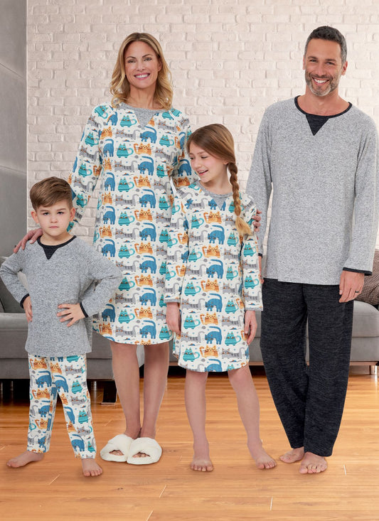 Symønster Butterick 6867 - Pyjamas - Pige Dreng Dame Herre | Billede 1