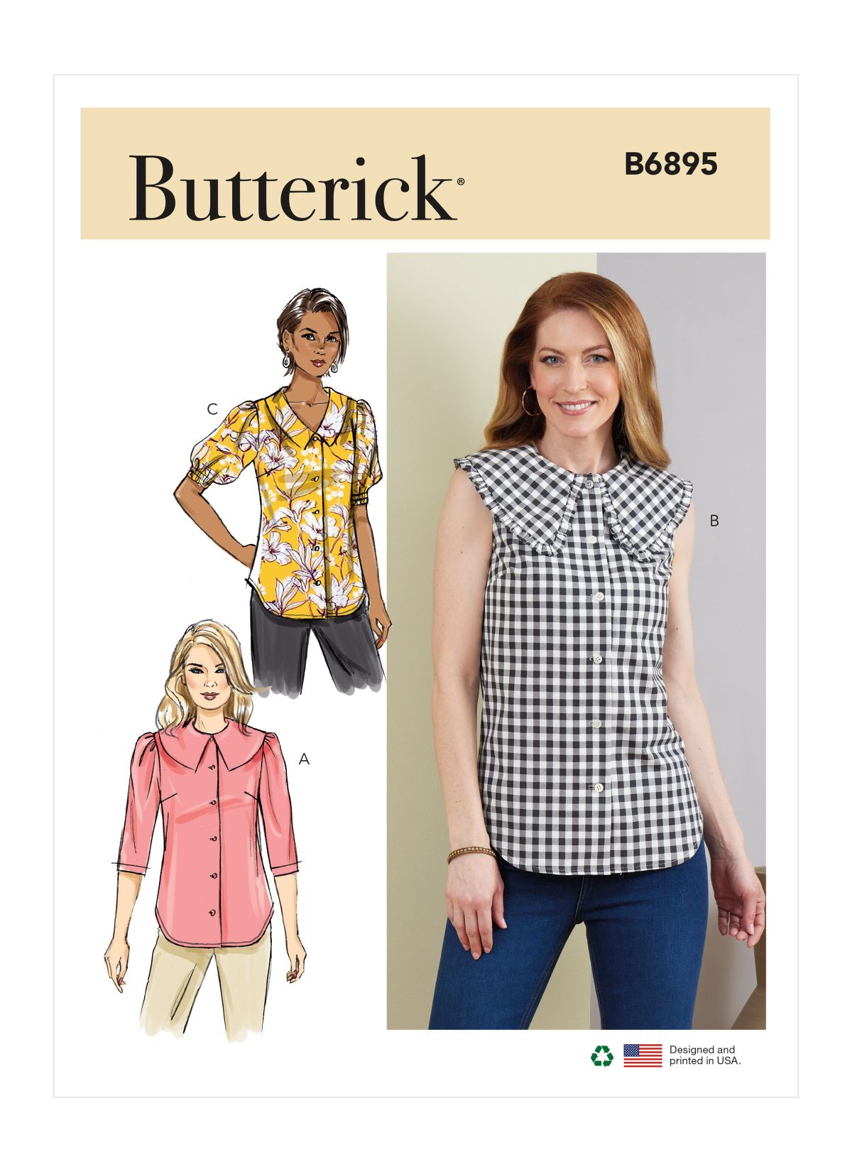 Symønster Butterick 6895 - Top Bluse - Dame | Billede 6