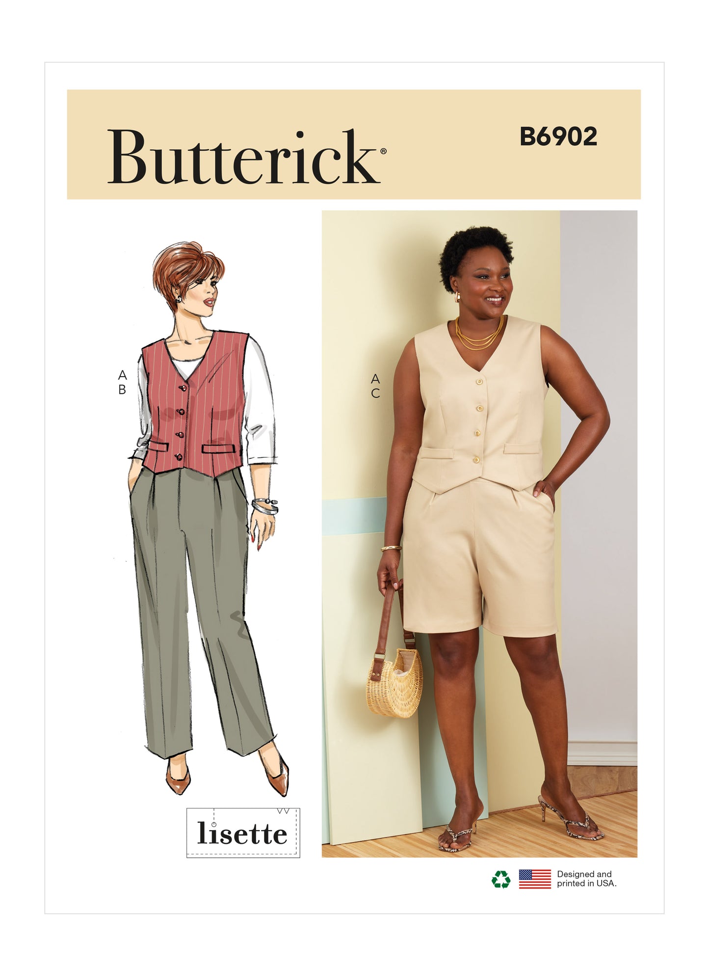 Symønster Butterick 6902 - Bukser Shorts Veste - Dame | Billede 5
