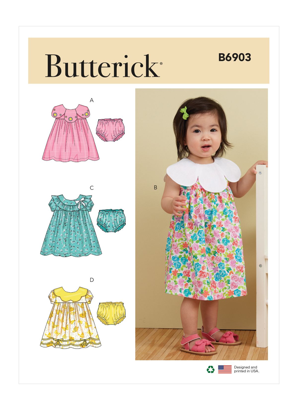 Symønster Butterick 6903 - Kjole - Baby | Billede 5