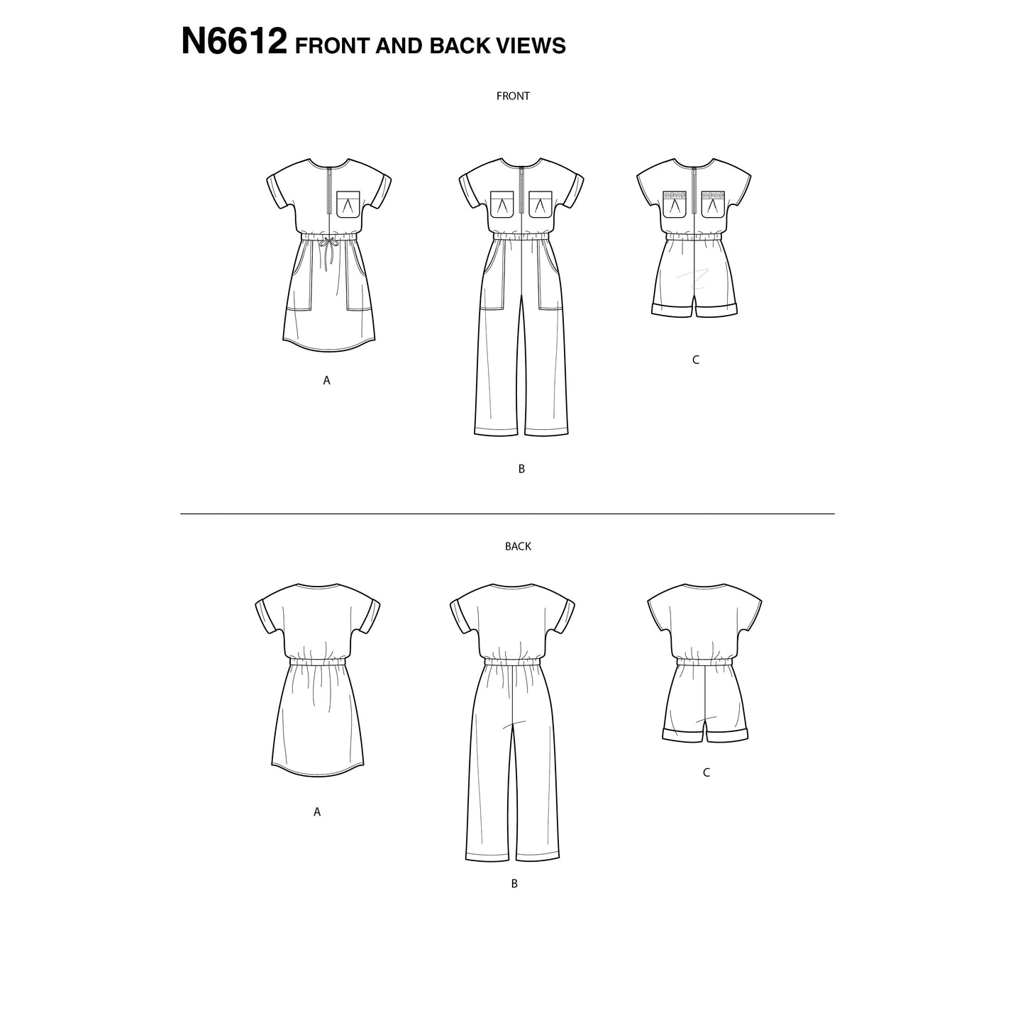Symønster New Look 6612 - Kjole Buksedragt - Pige | Billede 2