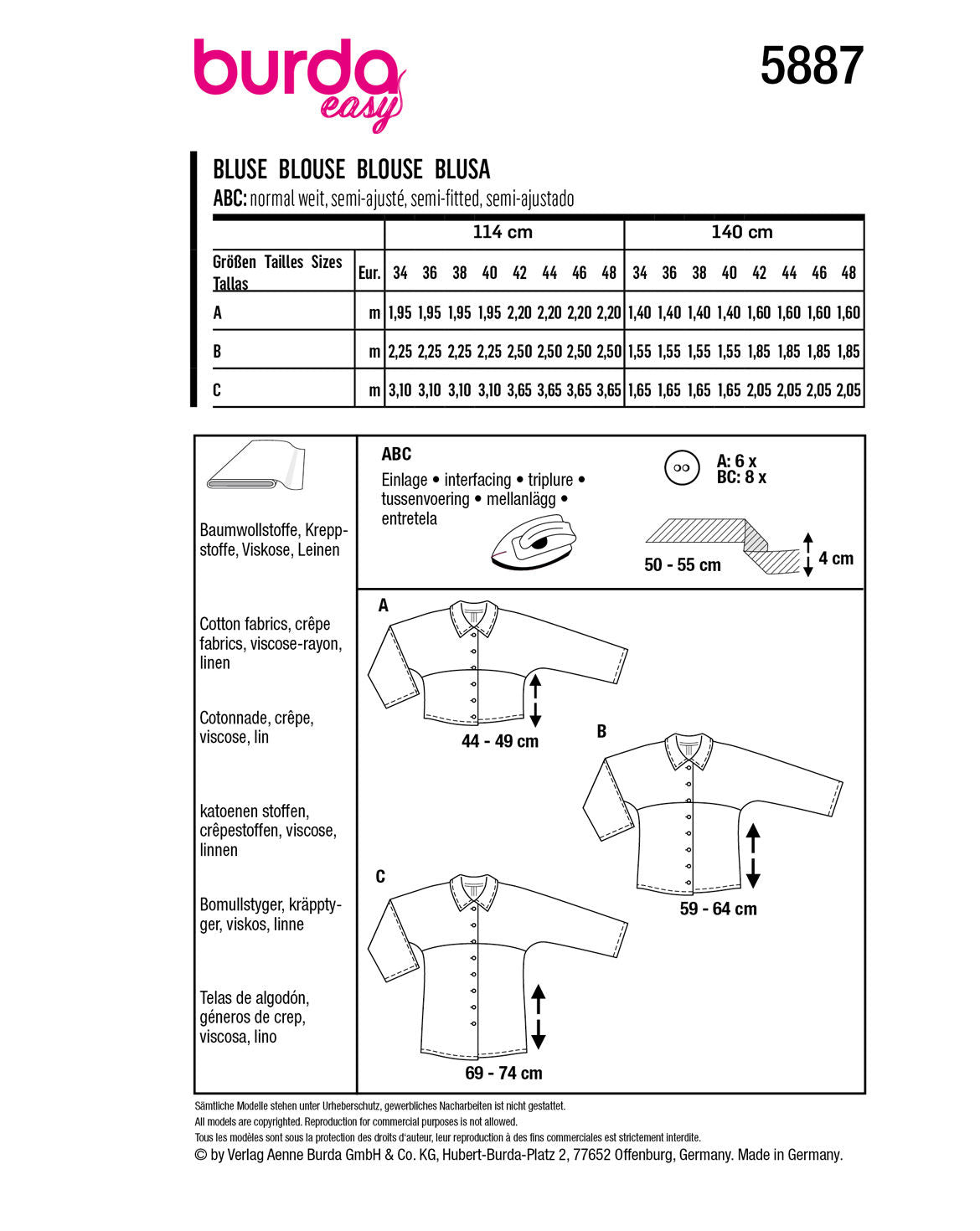 PDF-symønster - Burda 5887 - Bluse Skjorte - Dame | Billede 17