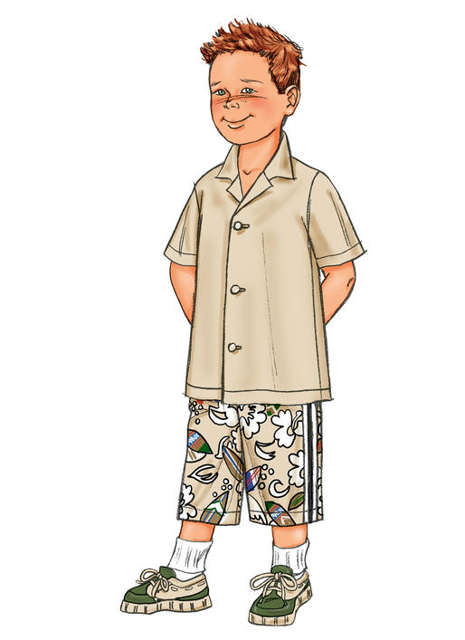 Symønster Butterick 3475 - Skjorte Shorts - Dreng | Billede 4