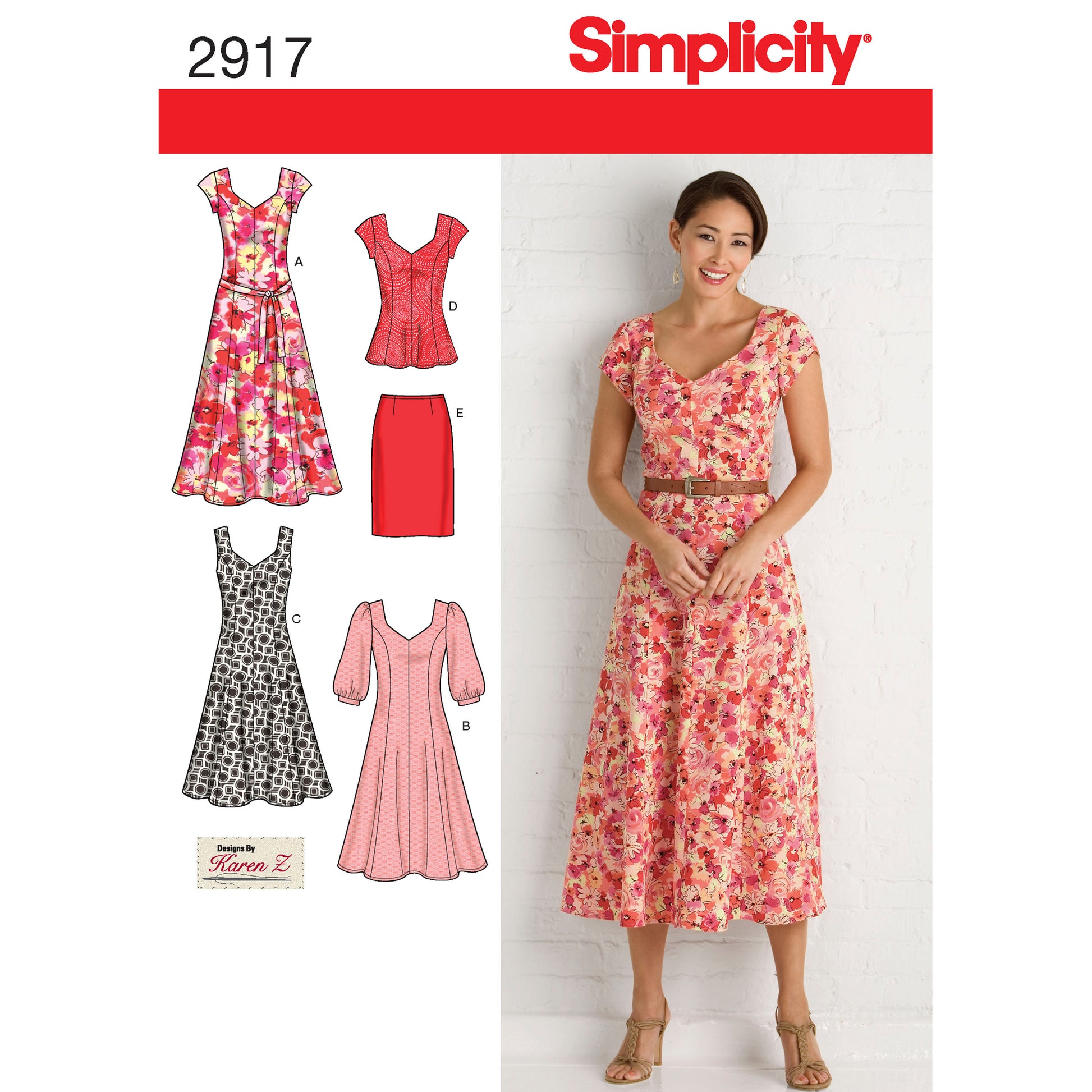 Symønster Simplicity 2917 - Kjole Tunika Nederdel - Dame | Billede 5