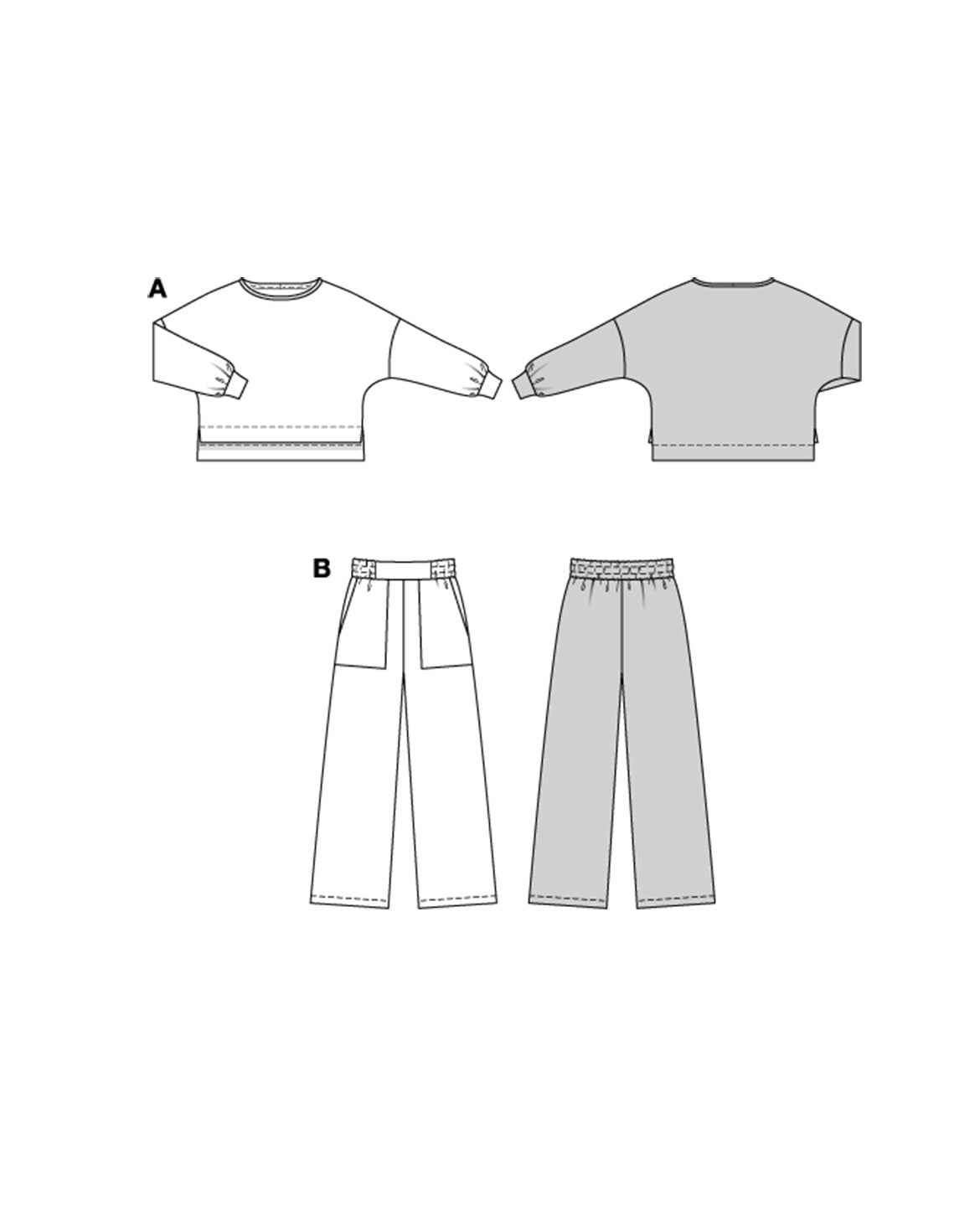 Symønster Burda 5853 - Bukser Trøje Pyjamas - Dame | Billede 3