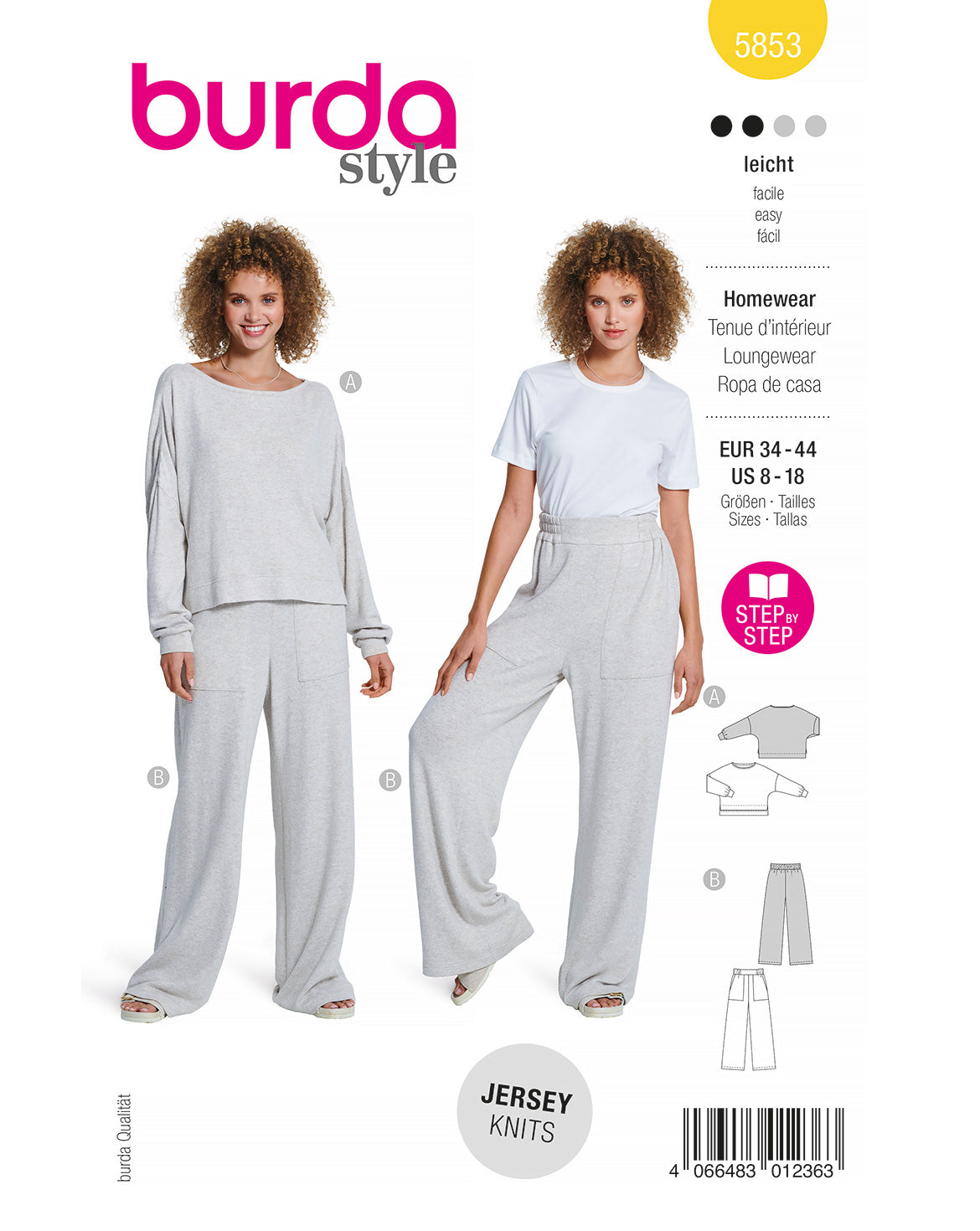 Symønster Burda 5853 - Bukser Trøje Pyjamas - Dame | Billede 2