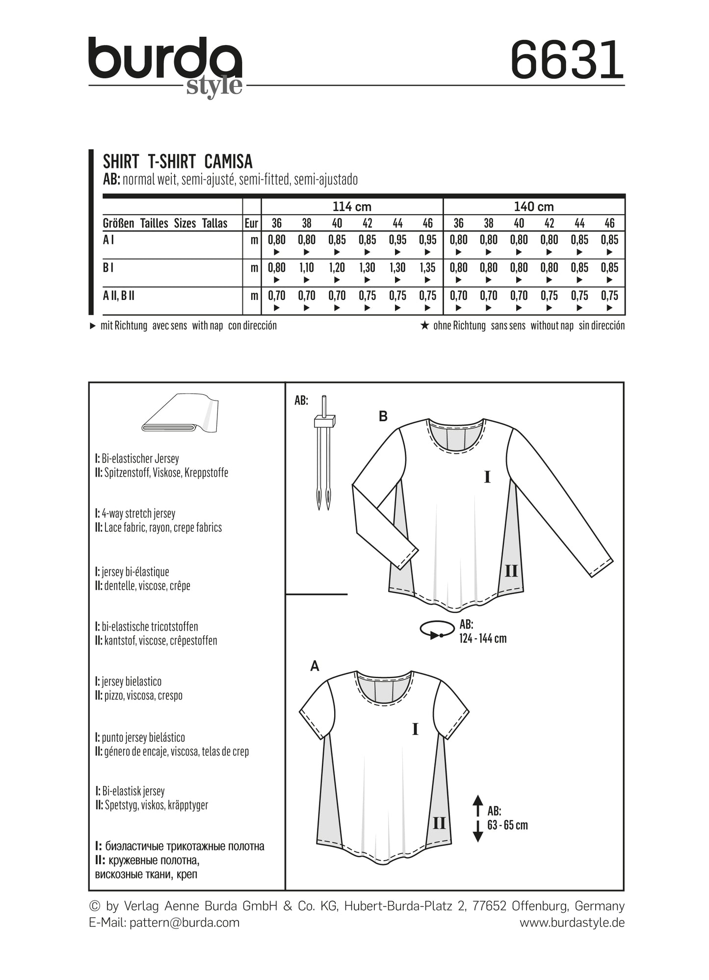 Symønster PDF symønster - Burda 6631 - Bluse Top - Dame | Billede 4