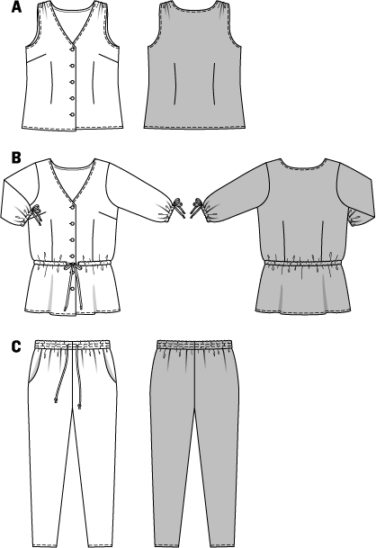 Symønster PDF symønster - Burda 6789 - Bluse Bukser Skjorte Coordinates - Dame - Casual | Billede 4