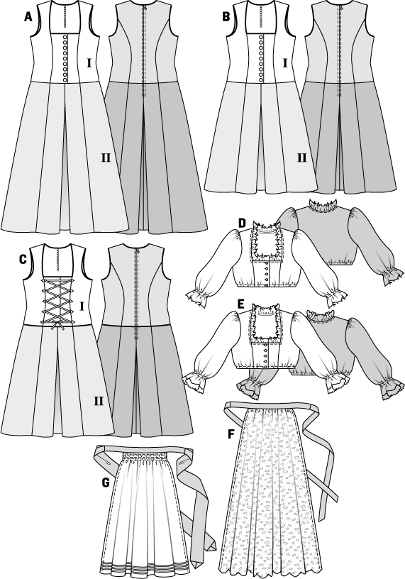 Symønster PDF symønster - Burda 7326 - Bluse Forklæde Kjole - Dame | Billede 4