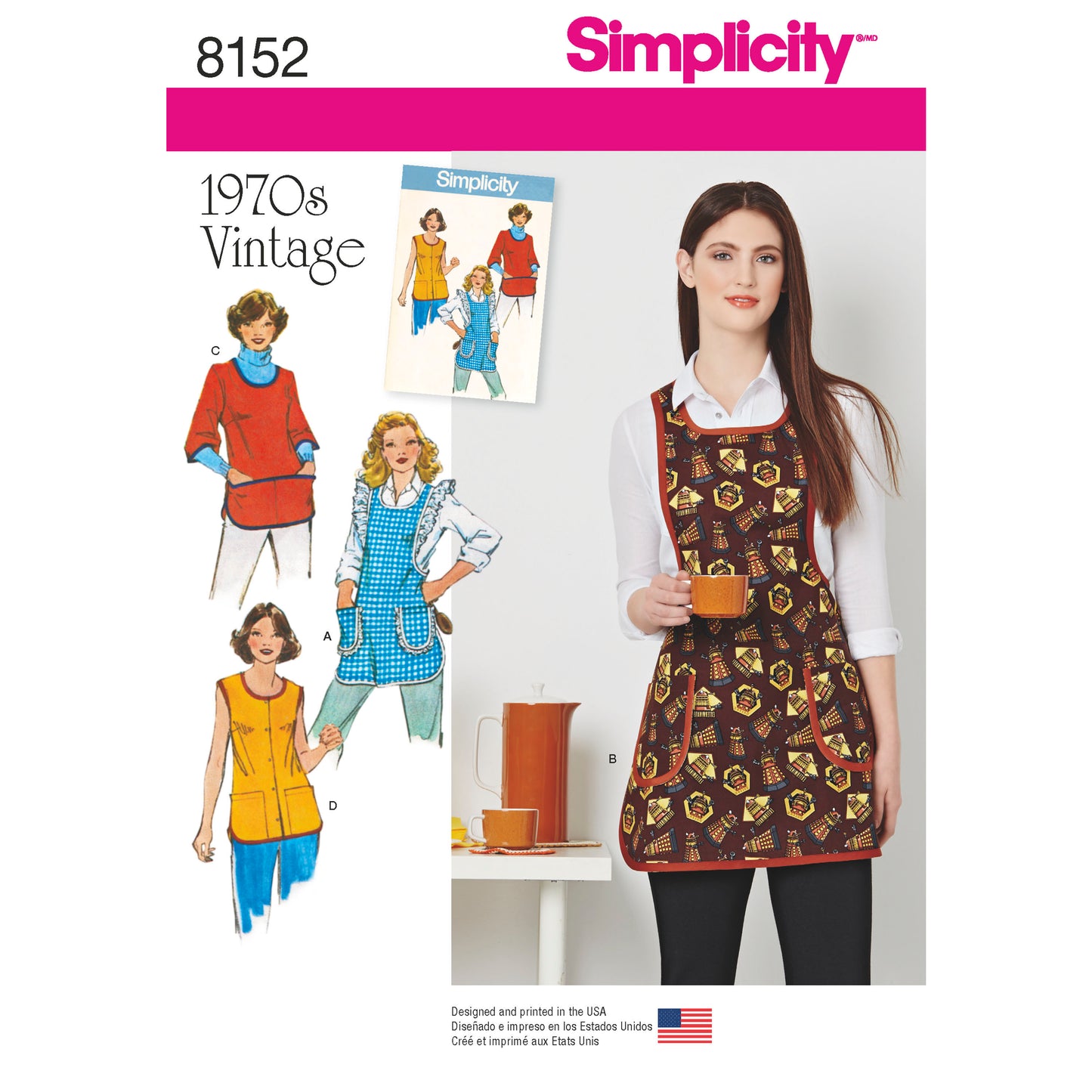 Symønster Simplicity 8152 - Vintage Forklæde - Dame | Billede 2
