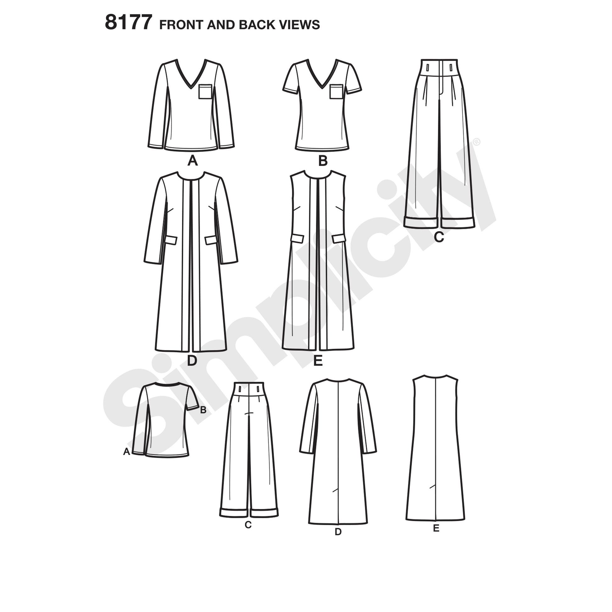 Symønster Simplicity 8177 - Frakke Top Bukser Veste - Dame | Billede 2