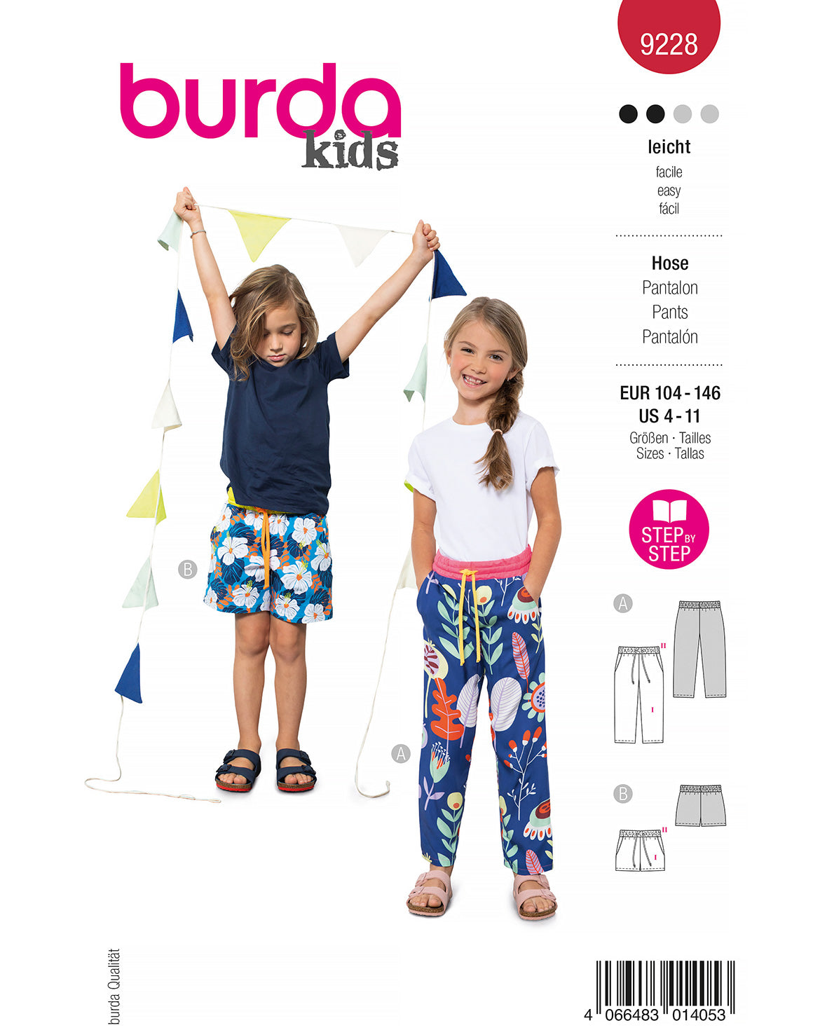PDF-symønster - Burda 9228 - Bukser Shorts - Pige Dreng | Billede 3