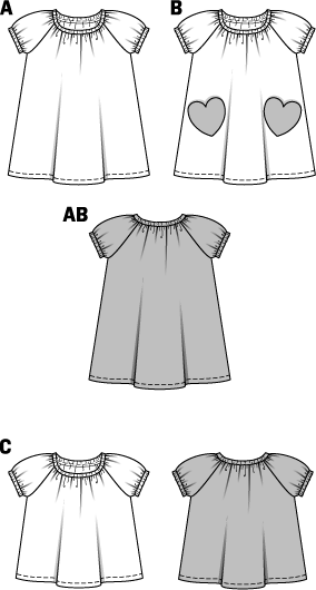 Symønster Burda 9438 - Kjole Skjorte - Baby Pige | Billede 4