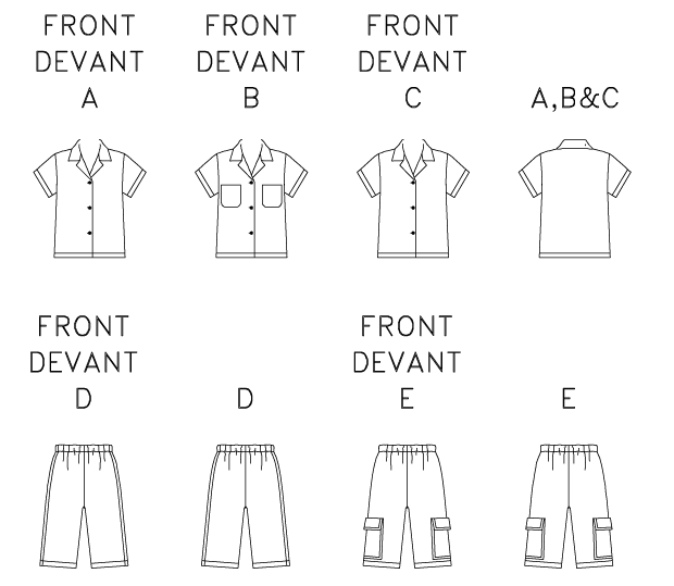 Symønster Butterick 3475 - Skjorte Shorts - Dreng | Billede 6