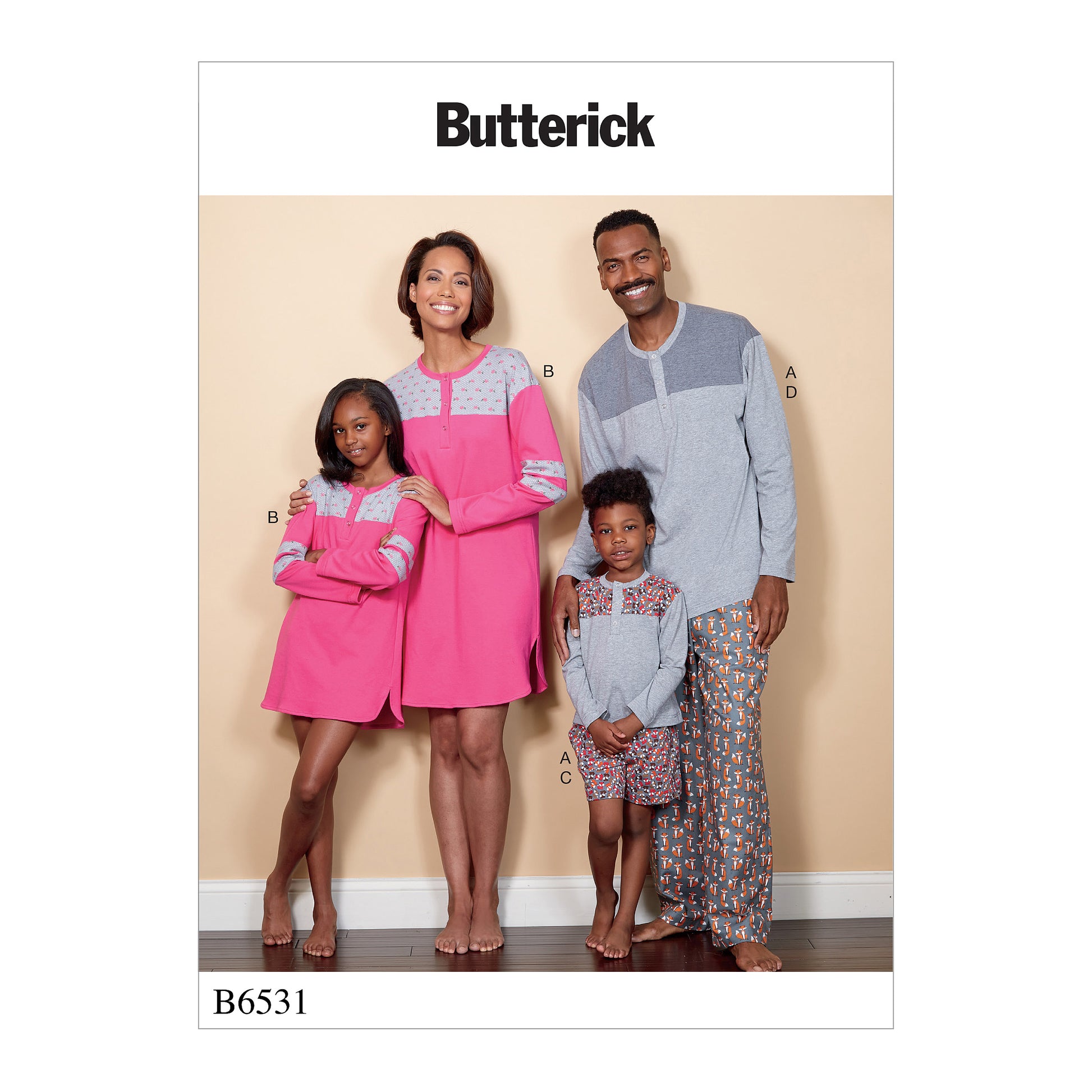 Symønster Butterick 6531 - Tunika Trøje Pyjamas - Pige Dreng Dame Herre | Billede 7