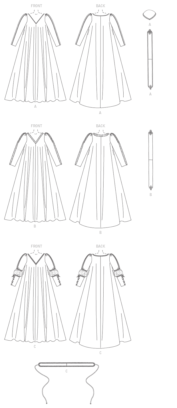 Symønster McCall´s 2020 - Kjole Historisk kostume - Dame - Hat | Billede 9