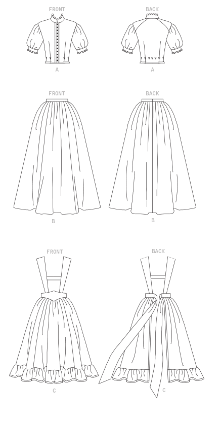 Symønster McCall´s 2057 - Bluse Nederdel Historisk kostume - Dame | Billede 3