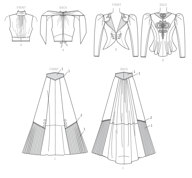 Symønster McCall´s 7732 - Jakke Top Kostume Nederdel - Dame - Karneval | Design: Angela Clayton | Billede 3