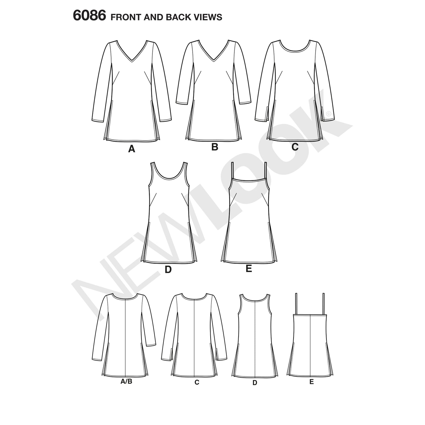 Symønster New Look 6086 - Top Tunika - Dame | Billede 4
