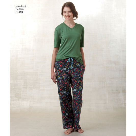 Symønster New Look 6233 - Top Bukser Pyjamas - Dame Herre | Billede 2