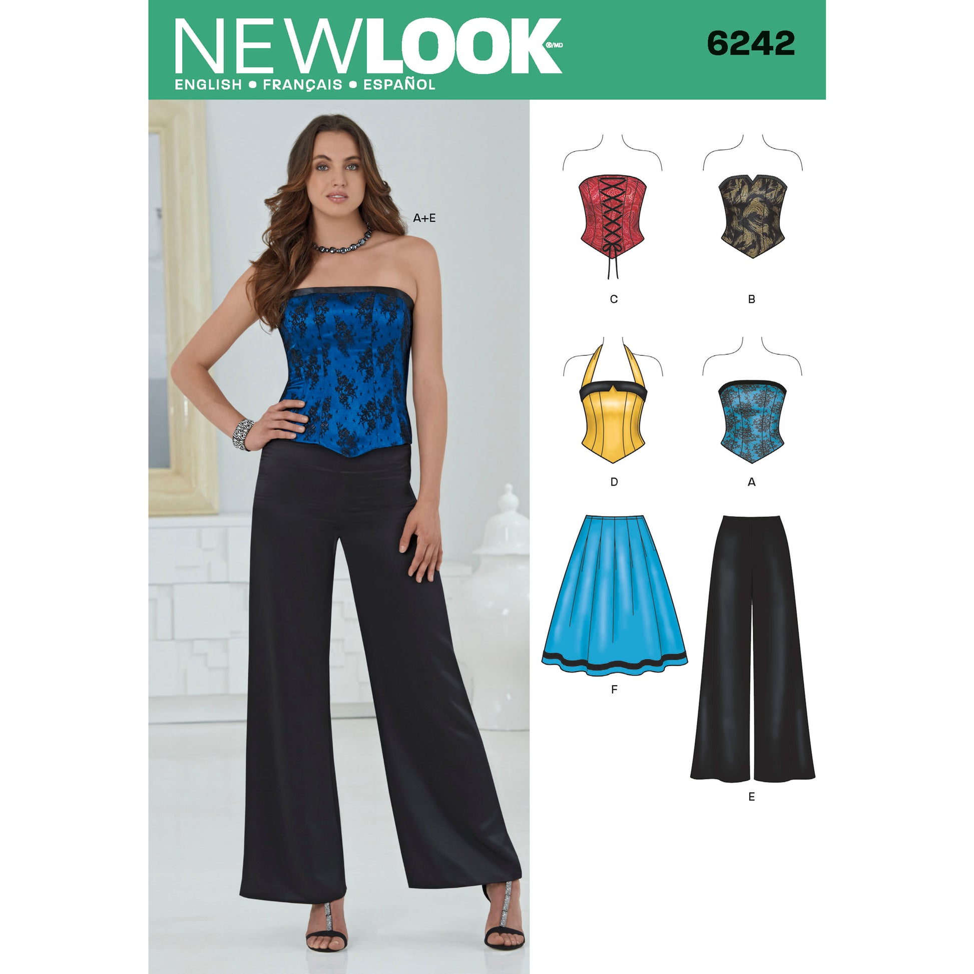 Symønster New Look 6242 - Top Bukser Nederdel - Dame | Billede 4