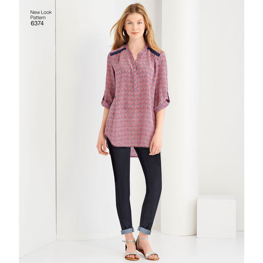 Symønster New Look 6374 - Top Skjorte - Dame | Billede 1
