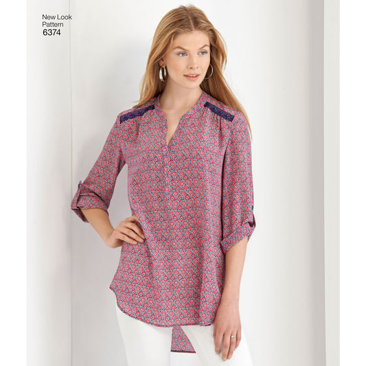 Symønster New Look 6374 - Top Skjorte - Dame | Billede 2