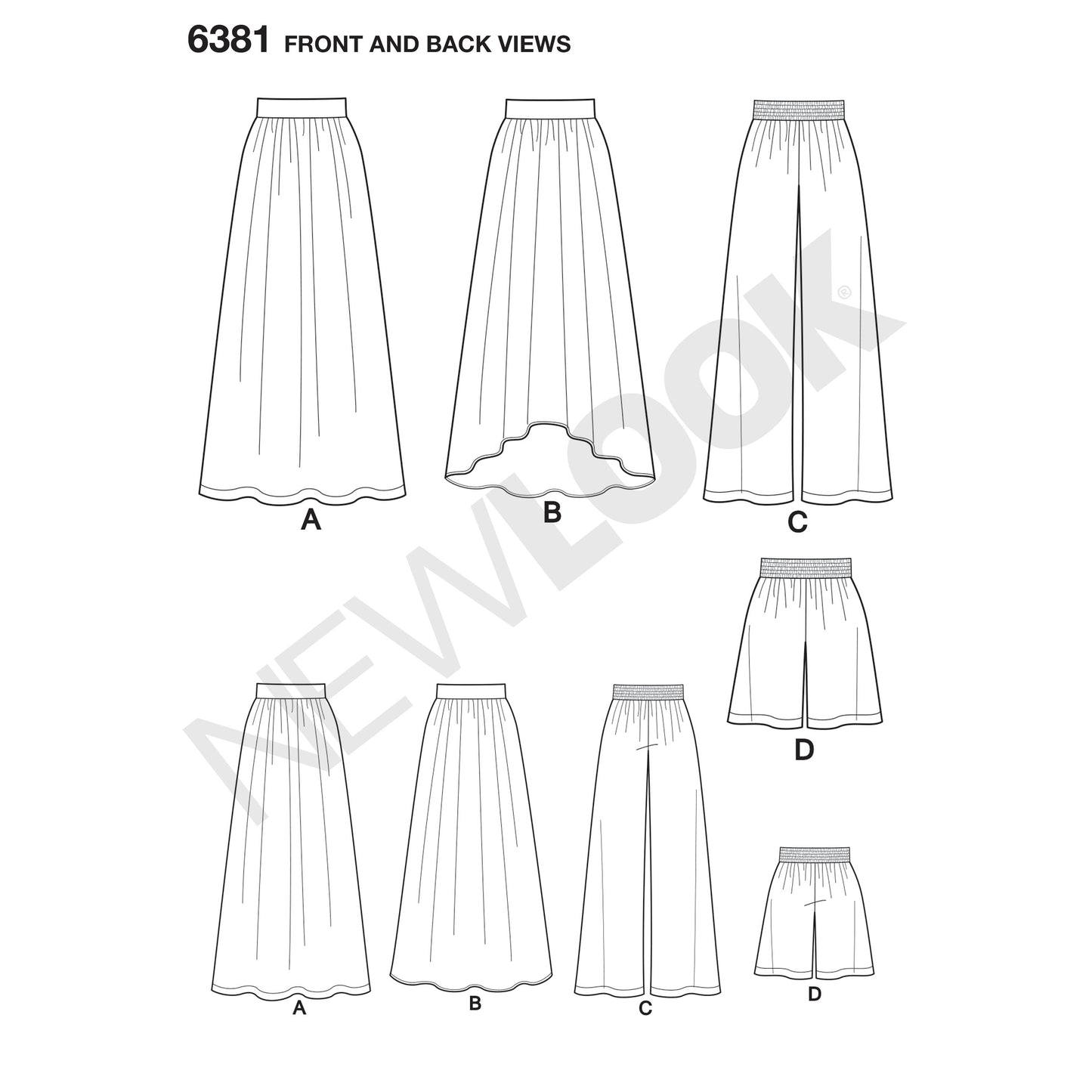 Symønster New Look 6381 - Bukser Nederdel Shorts - Dame | Billede 5
