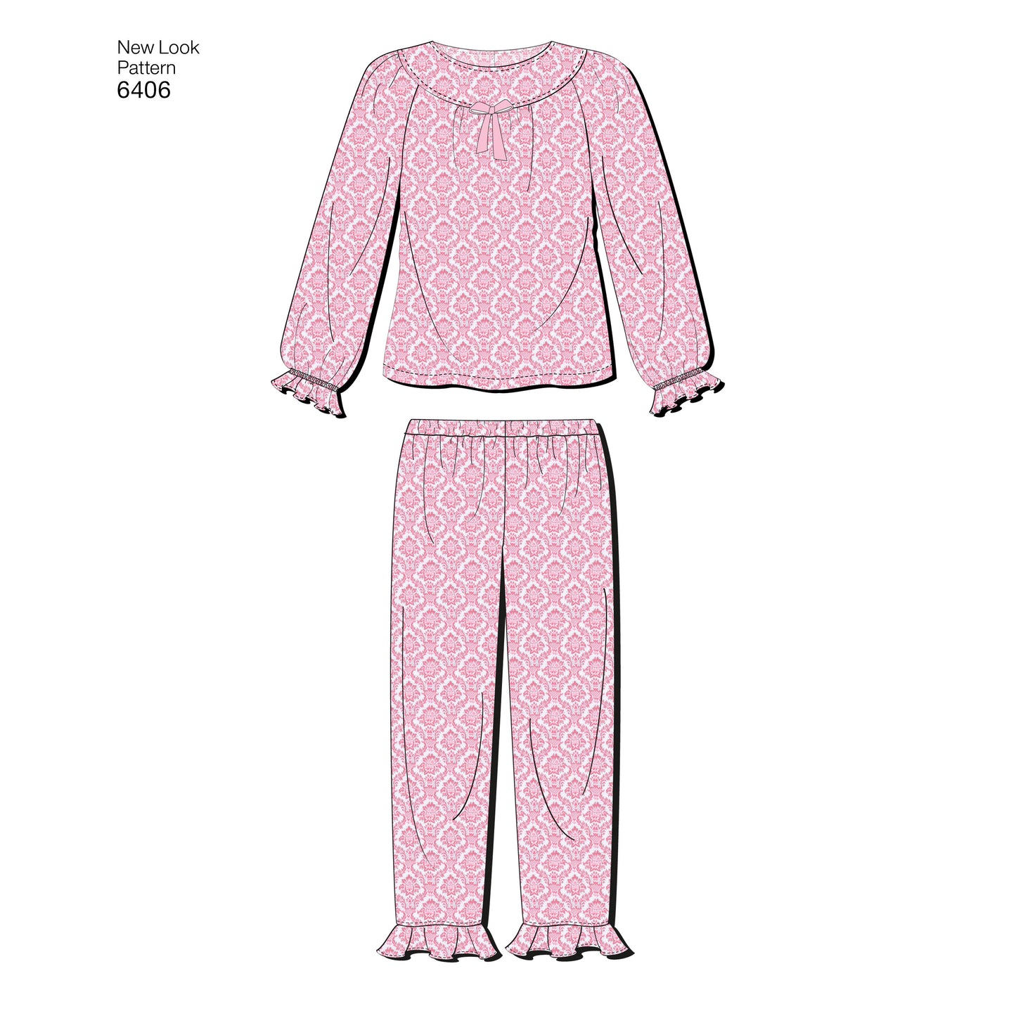 Symønster New Look 6406 - Top Bukser Shorts Pyjamas - Pige Dreng | Billede 4
