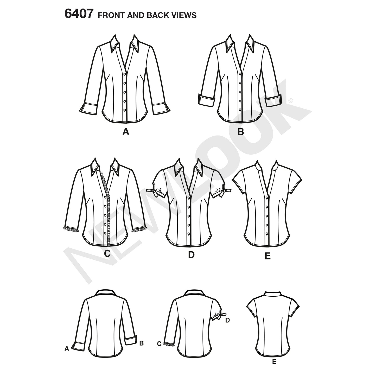 Symønster New Look 6407 - Top Skjorte - Dame | Billede 4
