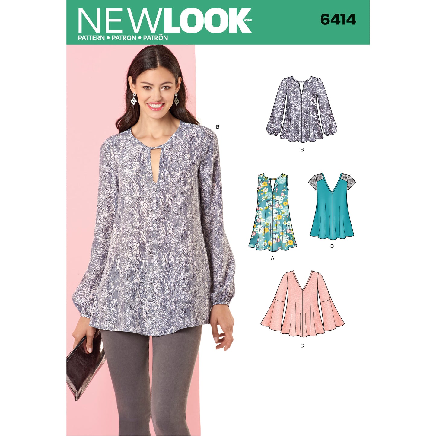 Symønster New Look 6414 - Bluse Top Tunika - Dame | Billede 5