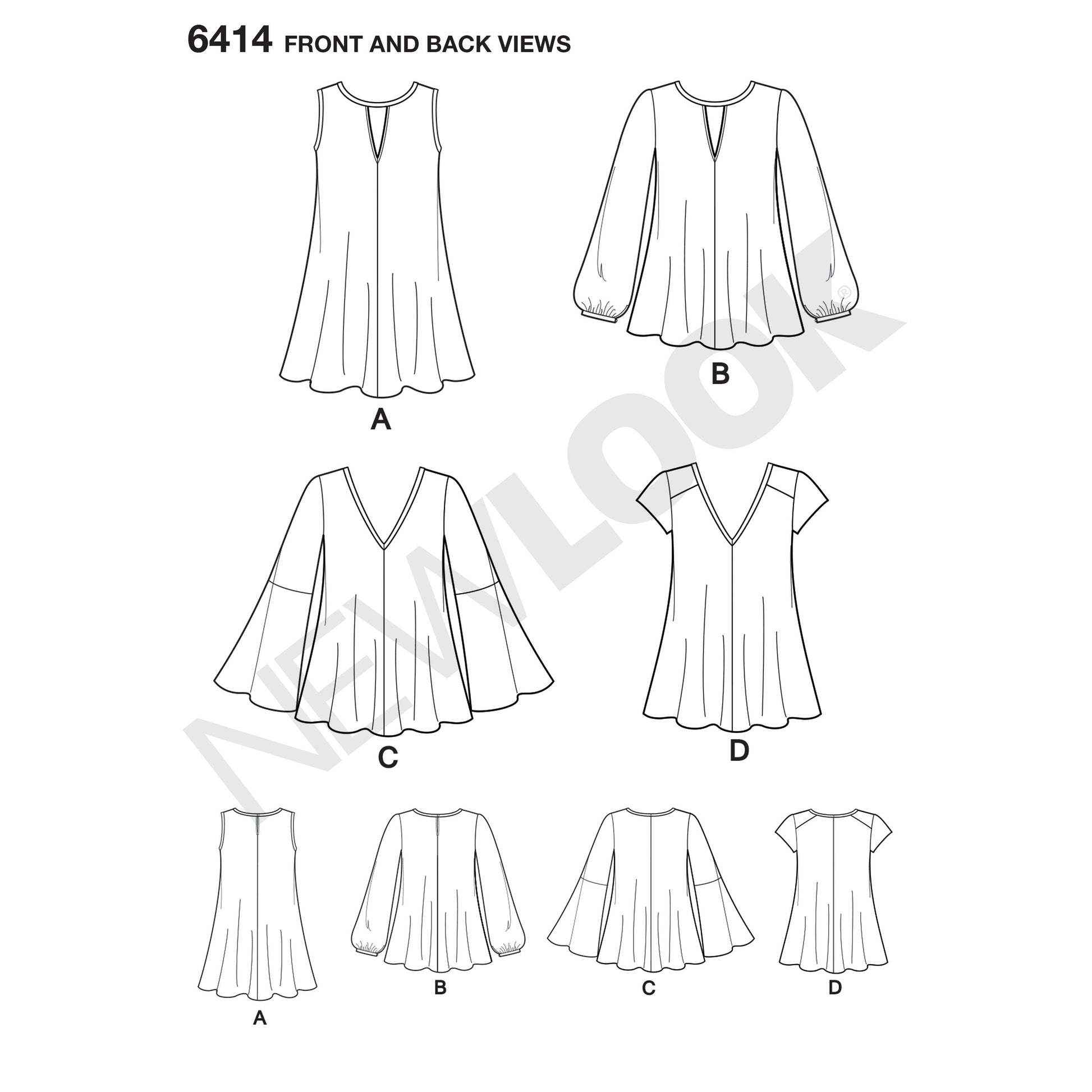 Symønster New Look 6414 - Bluse Top Tunika - Dame | Billede 6