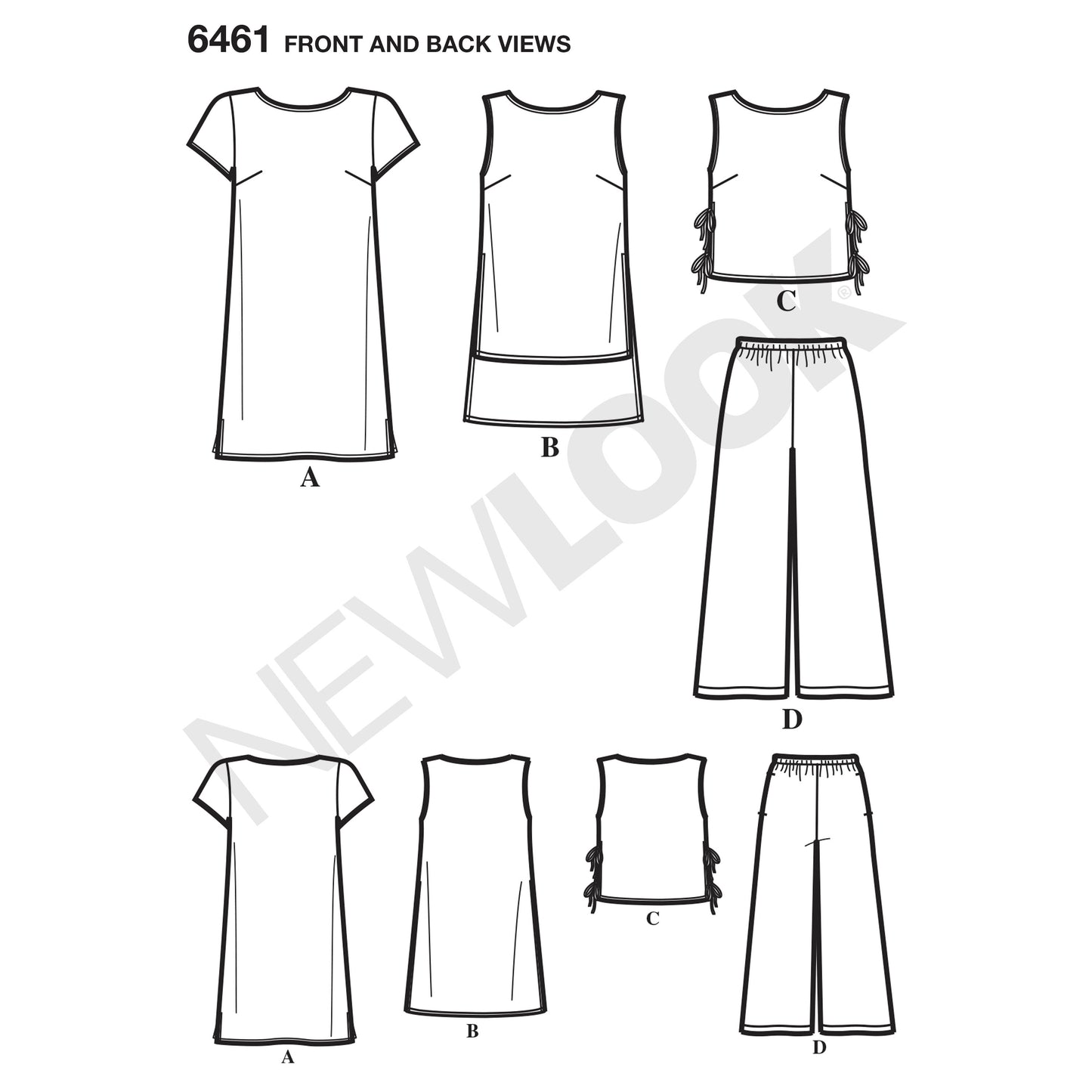 Symønster New Look 6461 - Kjole Top Tunika Bukser Skjorte - Dame | Billede 9